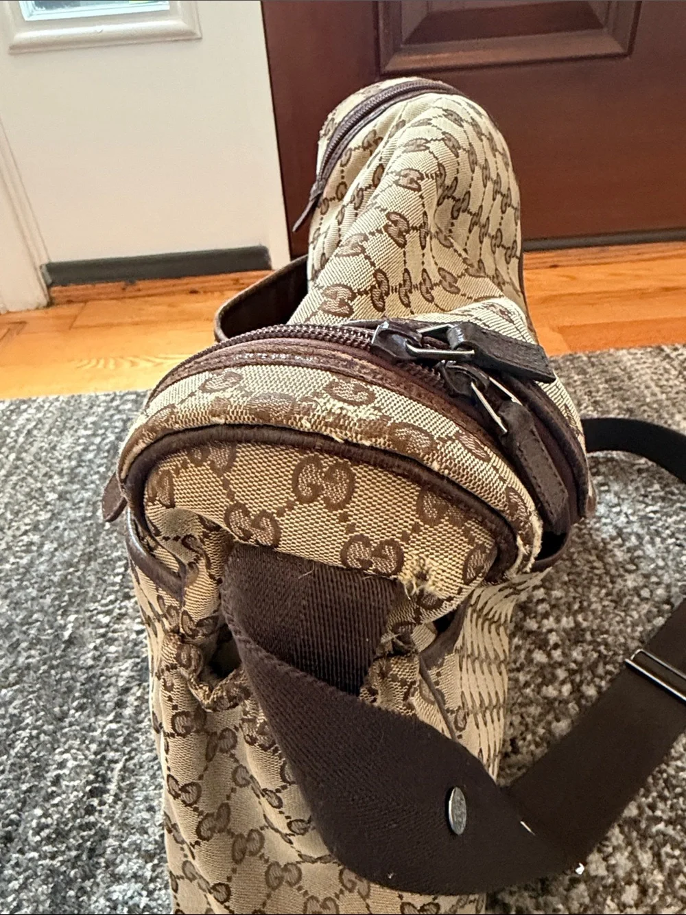 Gucci Beige and Brown GG Canvas Messenger Bag